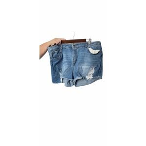 Sofia Jeans by Sofia Vergara Women's Lila Destructed Denim Shorts Size 22